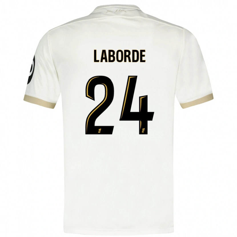 Danxen Enfant Maillot Gaëtan Laborde #24 Blanc Doré Tenues Extérieur 2024/25 T-Shirt