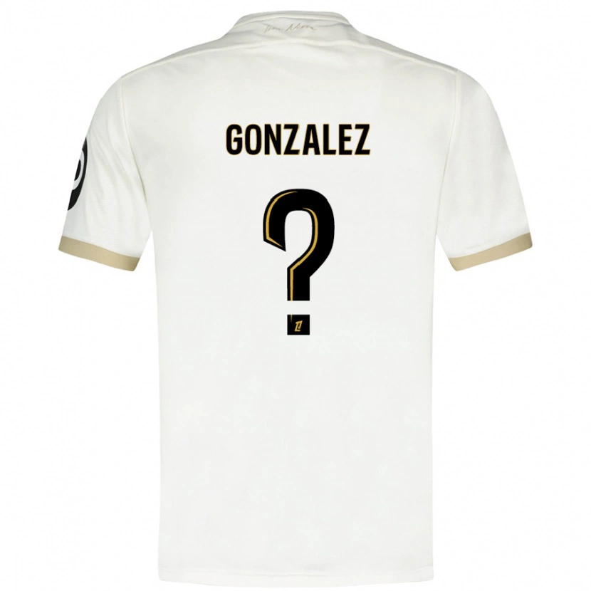 Danxen Enfant Maillot Anthony Gonzalez #0 Blanc Doré Tenues Extérieur 2024/25 T-Shirt