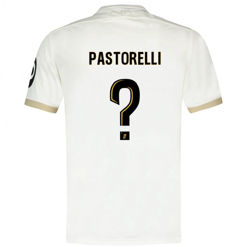 Danxen Enfant Maillot Julien Pastorelli #0 Blanc Doré Tenues Extérieur 2024/25 T-Shirt
