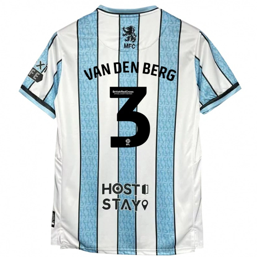 Danxen Enfant Maillot Rav Van Den Berg #3 Blanc Bleu Tenues Extérieur 2024/25 T-Shirt