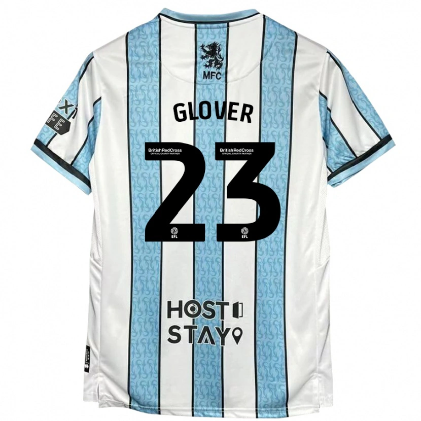 Danxen Enfant Maillot Tom Glover #23 Blanc Bleu Tenues Extérieur 2024/25 T-Shirt