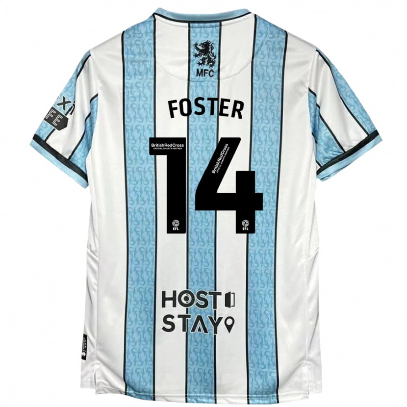 Danxen Enfant Maillot Emma Foster #14 Blanc Bleu Tenues Extérieur 2024/25 T-Shirt