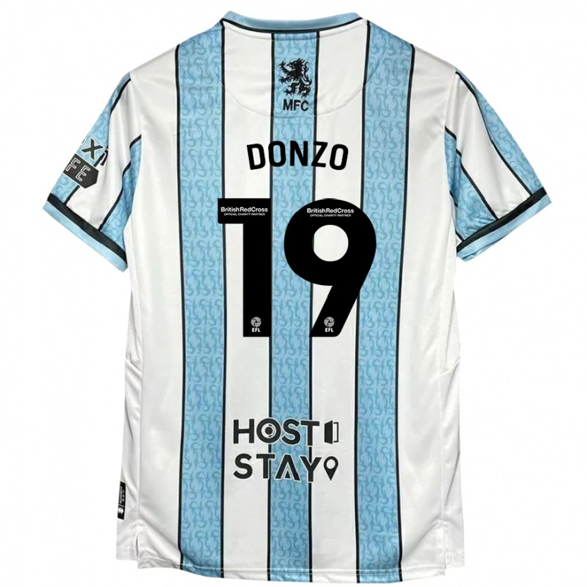 Danxen Enfant Maillot Jolie Donzo #19 Blanc Bleu Tenues Extérieur 2024/25 T-Shirt