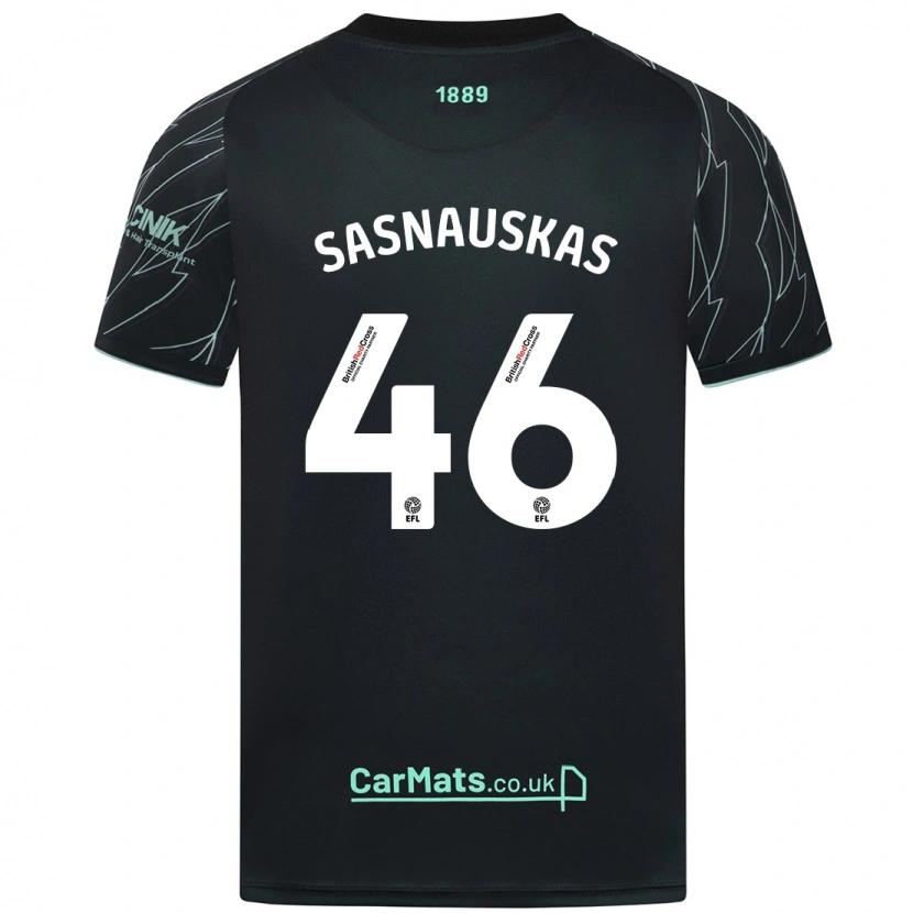 Danxen Enfant Maillot Dovydas Sasnauskas #46 Noir Vert Tenues Extérieur 2024/25 T-Shirt