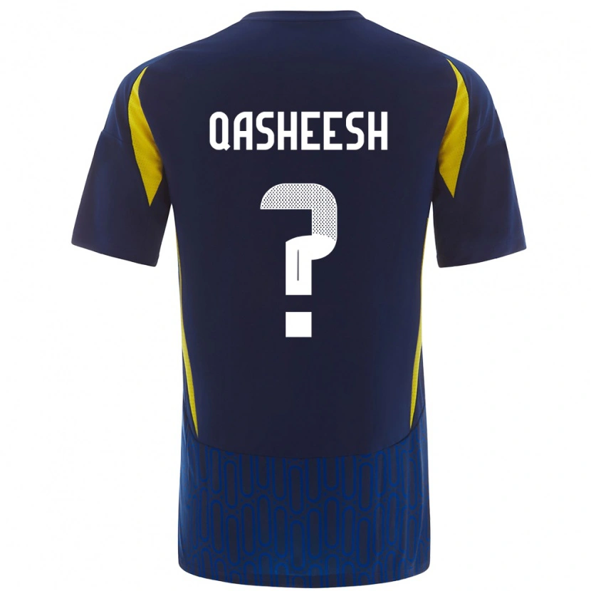 Danxen Enfant Maillot Majed Qasheesh #0 Bleu Jaune Tenues Extérieur 2024/25 T-Shirt