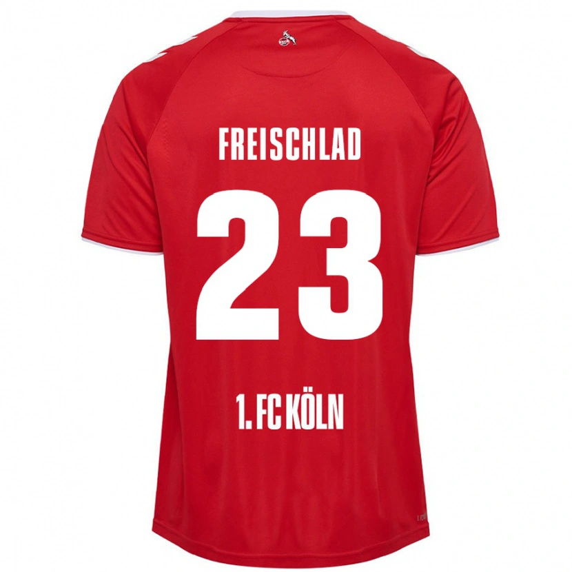 Danxen Enfant Maillot Yannick Freischlad #23 Rouge Blanc Tenues Extérieur 2024/25 T-Shirt