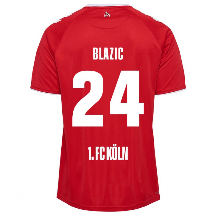 Danxen Enfant Maillot Alessandro Blazic #24 Rouge Blanc Tenues Extérieur 2024/25 T-Shirt