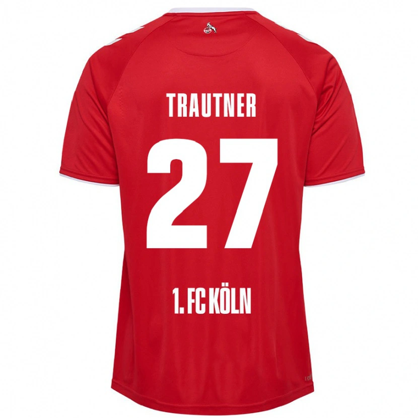 Danxen Enfant Maillot Tobias Trautner #27 Rouge Blanc Tenues Extérieur 2024/25 T-Shirt