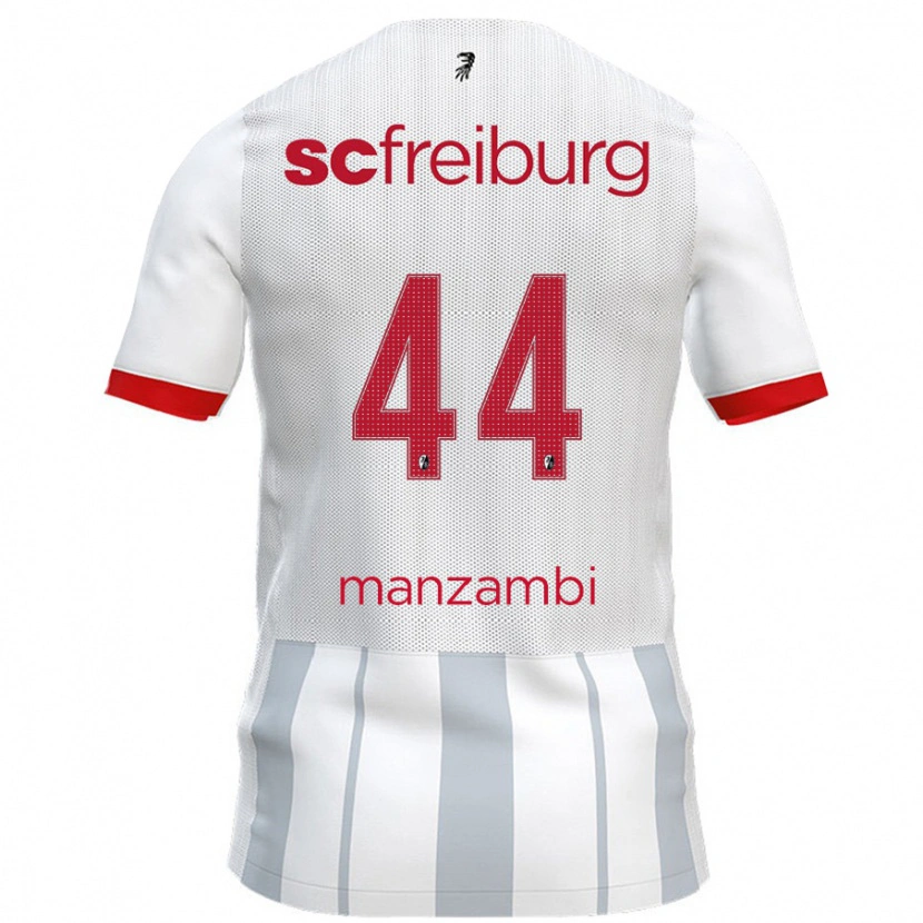 Danxen Enfant Maillot Johan Manzambi #44 Blanc Gris Tenues Extérieur 2024/25 T-Shirt
