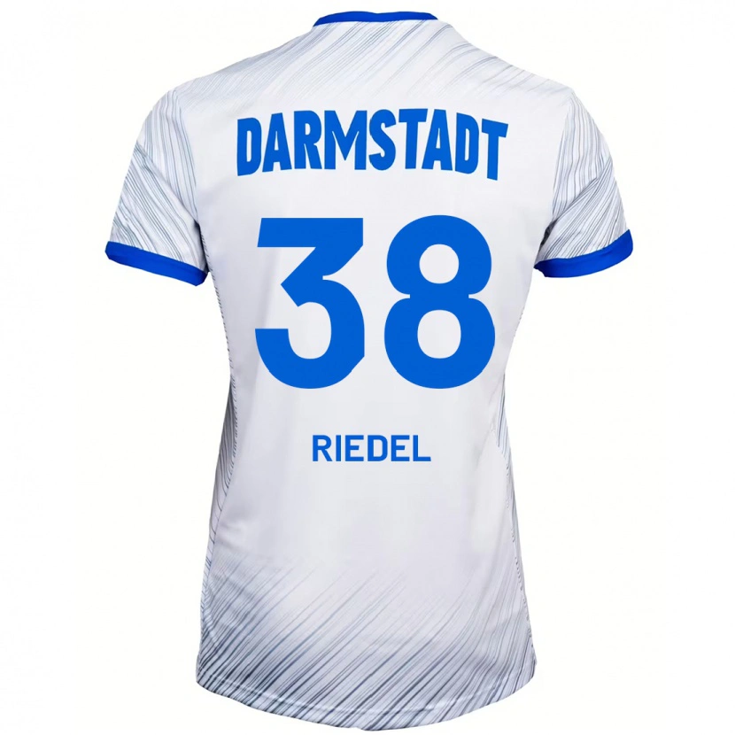 Danxen Enfant Maillot Clemens Riedel #38 Blanc Bleu Tenues Extérieur 2024/25 T-Shirt