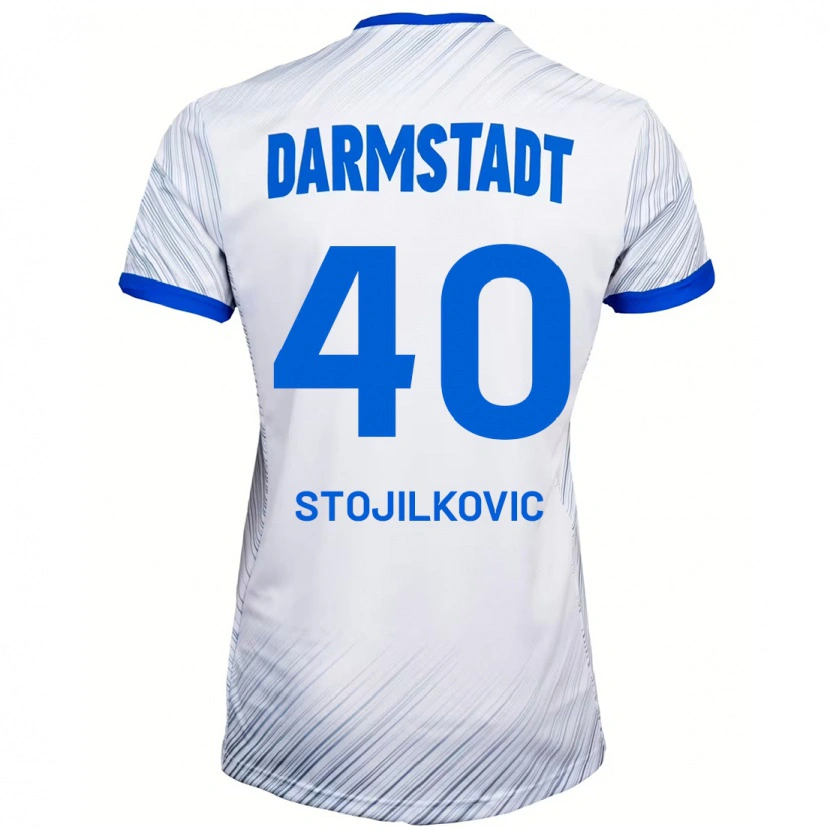 Danxen Enfant Maillot Filip Stojilkovic #40 Blanc Bleu Tenues Extérieur 2024/25 T-Shirt