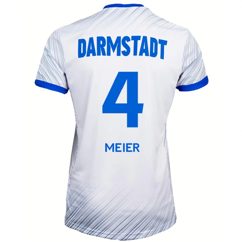 Danxen Enfant Maillot Mark Meier #4 Blanc Bleu Tenues Extérieur 2024/25 T-Shirt