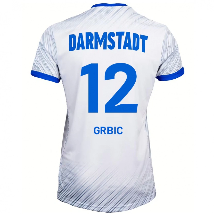 Danxen Enfant Maillot Viktor Grbic #12 Blanc Bleu Tenues Extérieur 2024/25 T-Shirt