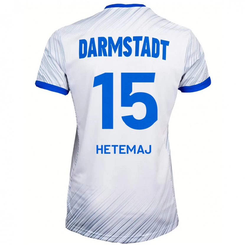 Danxen Enfant Maillot Gentrit Hetemaj #15 Blanc Bleu Tenues Extérieur 2024/25 T-Shirt