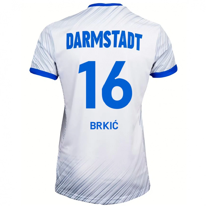 Danxen Enfant Maillot Amar Brkić #16 Blanc Bleu Tenues Extérieur 2024/25 T-Shirt