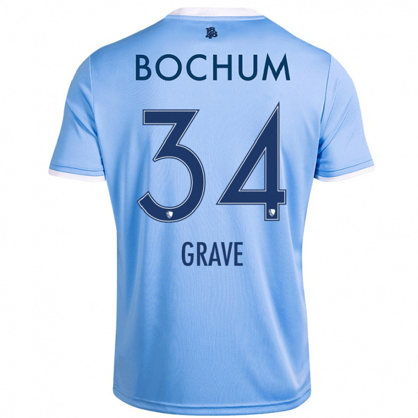 Danxen Enfant Maillot Paul Grave #34 Bleu Ciel Tenues Extérieur 2024/25 T-Shirt