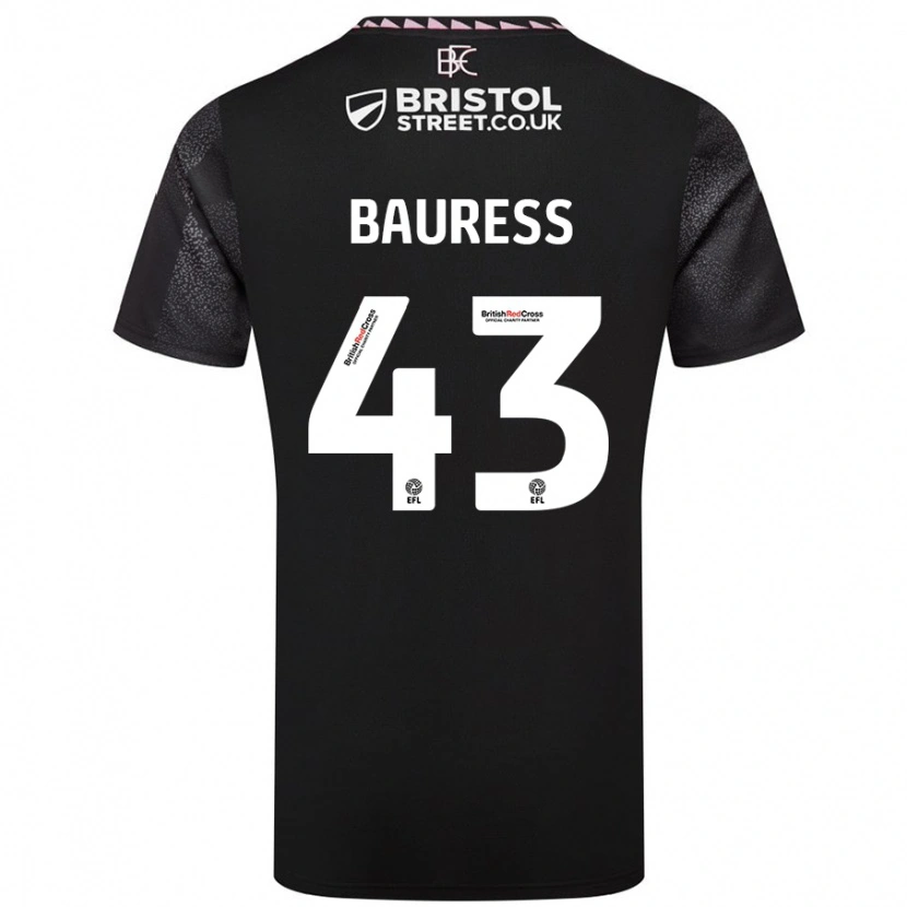 Danxen Enfant Maillot Joe Bauress #43 Noir Tenues Extérieur 2024/25 T-Shirt