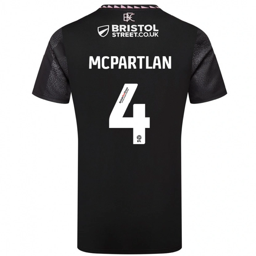 Danxen Enfant Maillot Brenna Mcpartlan #4 Noir Tenues Extérieur 2024/25 T-Shirt