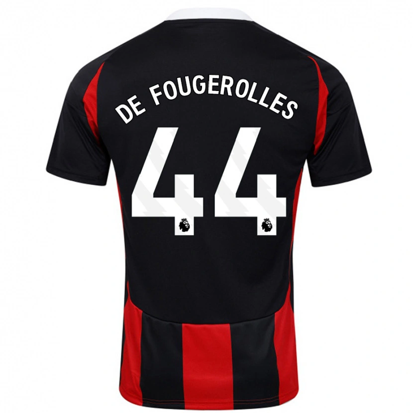 Danxen Enfant Maillot Luc De Fougerolles #44 Noir Rouge Tenues Extérieur 2024/25 T-Shirt