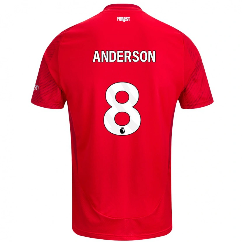 Danxen Homme Maillot Elliot Anderson #8 Rouge Blanc Tenues Domicile 2024/25 T-Shirt