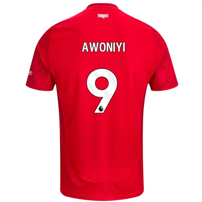 Danxen Homme Maillot Taiwo Awoniyi #9 Rouge Blanc Tenues Domicile 2024/25 T-Shirt