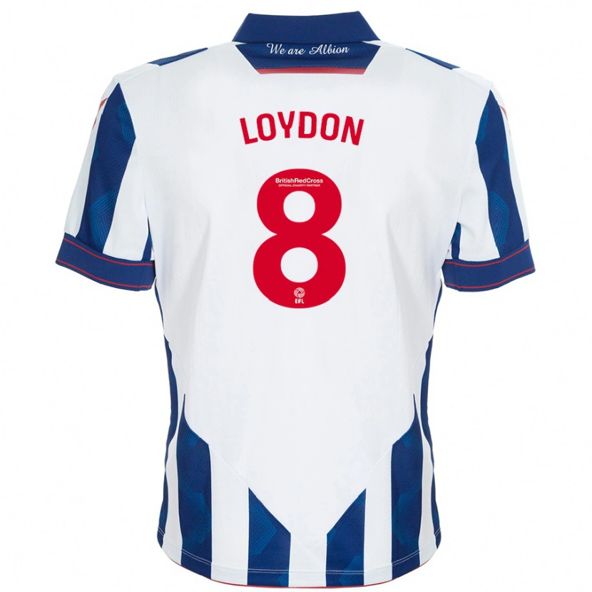 Danxen Homme Maillot Abi Loydon #8 Blanc Bleu Foncé Tenues Domicile 2024/25 T-Shirt