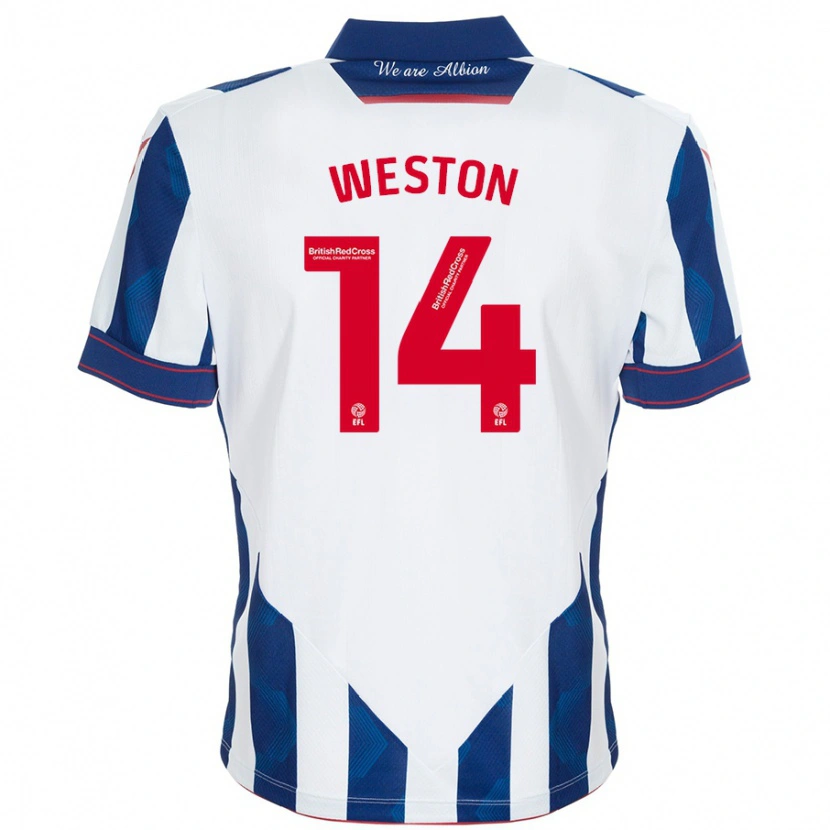 Danxen Homme Maillot Steph Weston #14 Blanc Bleu Foncé Tenues Domicile 2024/25 T-Shirt