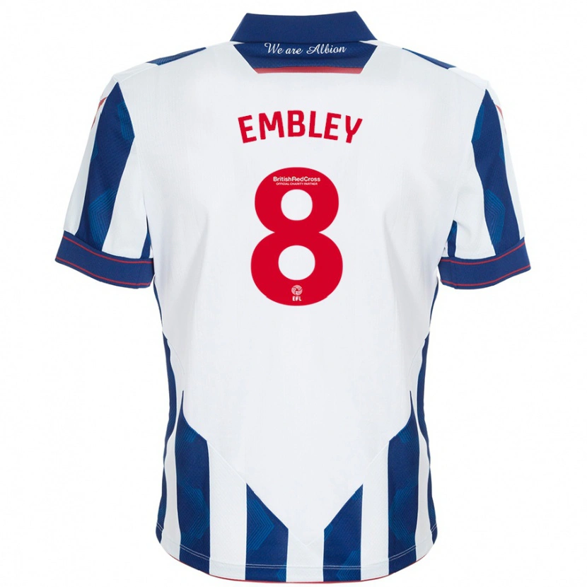 Danxen Homme Maillot Rosie Embley #8 Blanc Bleu Foncé Tenues Domicile 2024/25 T-Shirt