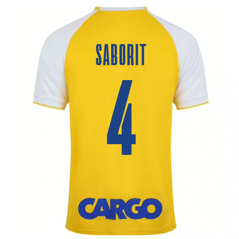 Danxen Homme Maillot Enric Saborit #4 Jaune Blanc Tenues Domicile 2024/25 T-Shirt