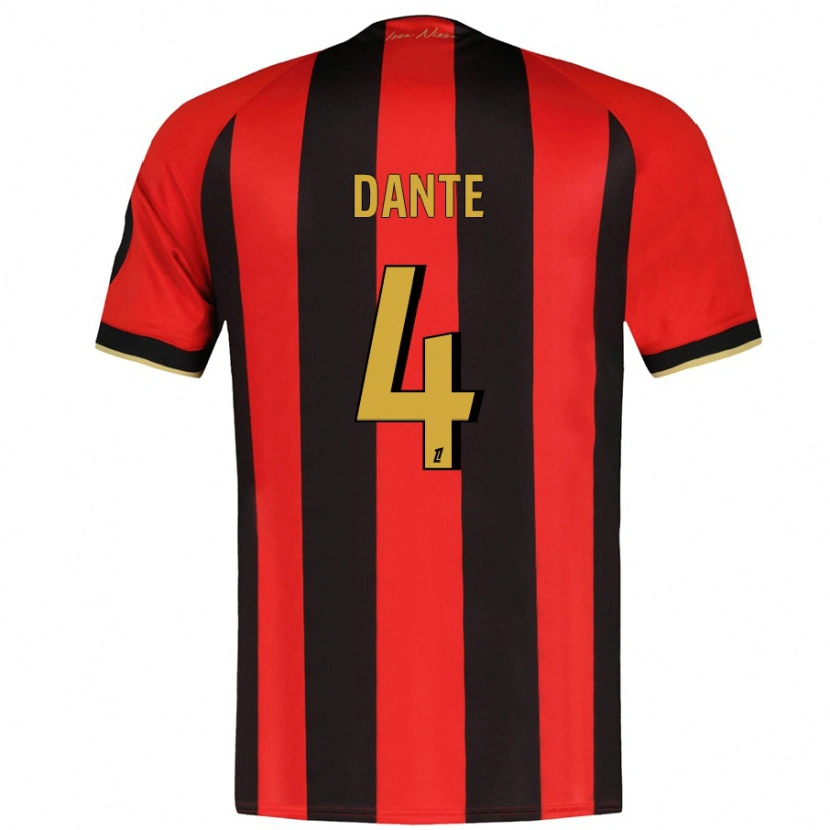 Danxen Homme Maillot Dante #4 Rouge Noir Tenues Domicile 2024/25 T-Shirt