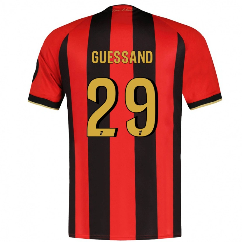 Danxen Homme Maillot Evann Guessand #29 Rouge Noir Tenues Domicile 2024/25 T-Shirt