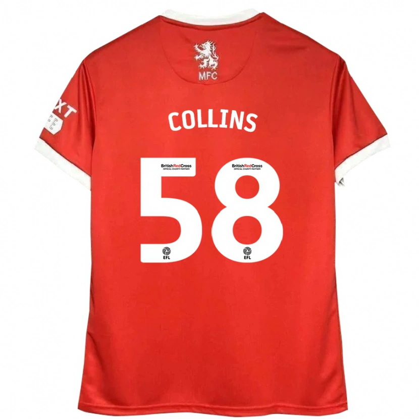 Danxen Homme Maillot Sam Collins #58 Rouge Blanc Tenues Domicile 2024/25 T-Shirt