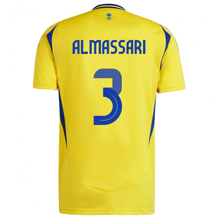 Danxen Homme Maillot Wadha Almassari #3 Jaune Bleu Tenues Domicile 2024/25 T-Shirt