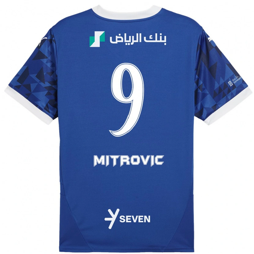 Danxen Homme Maillot Aleksandar Mitrović #9 Bleu Foncé Blanc Tenues Domicile 2024/25 T-Shirt