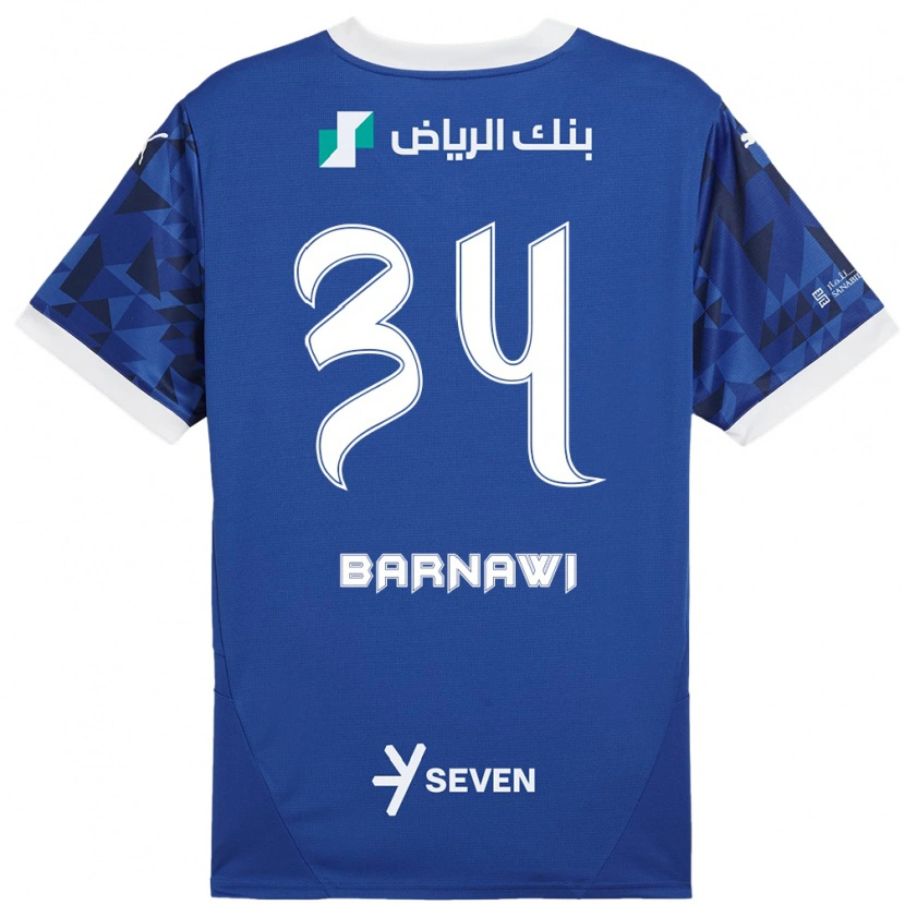 Danxen Homme Maillot Saleh Barnawi #34 Bleu Foncé Blanc Tenues Domicile 2024/25 T-Shirt