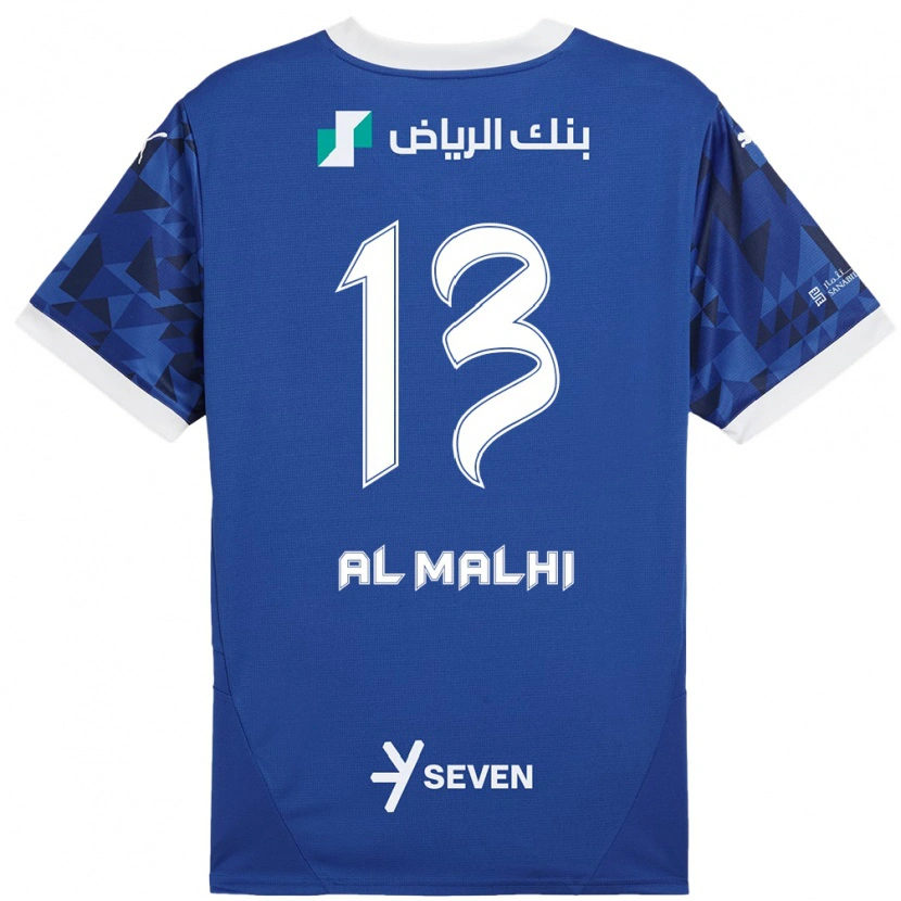 Danxen Homme Maillot Al Muhra Al-Malhi #13 Bleu Foncé Blanc Tenues Domicile 2024/25 T-Shirt