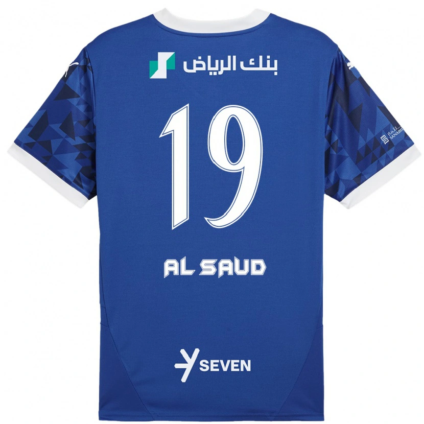 Danxen Homme Maillot Manal Al Saud #19 Bleu Foncé Blanc Tenues Domicile 2024/25 T-Shirt