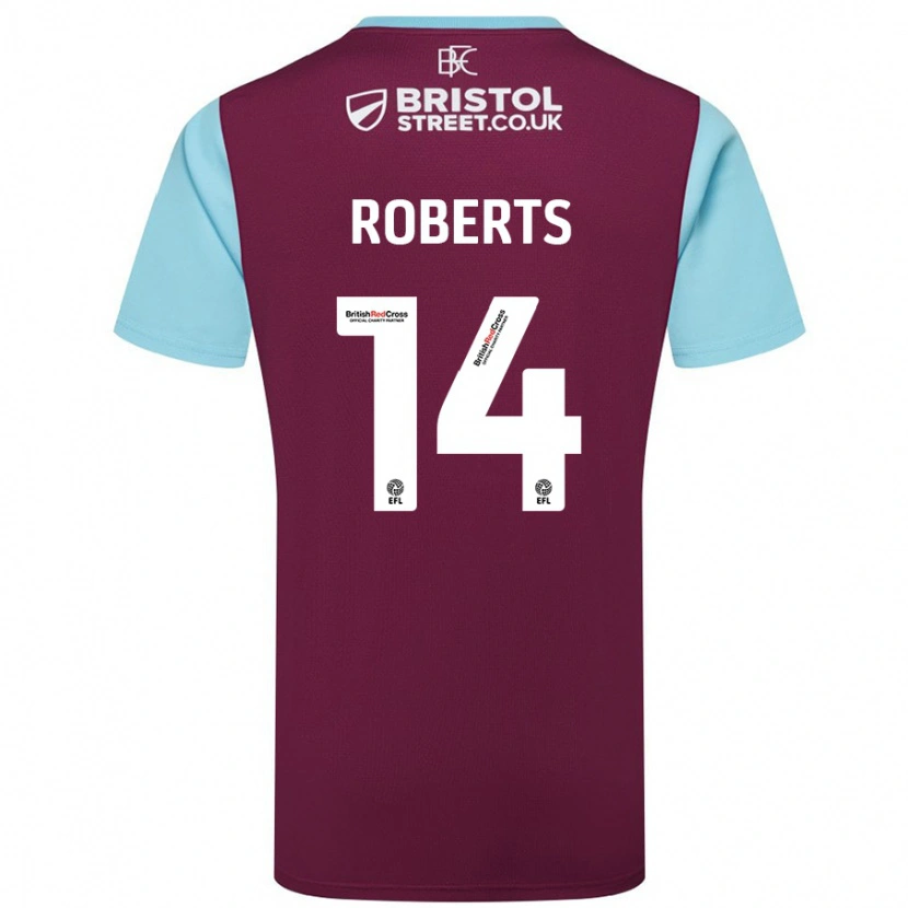 Danxen Homme Maillot Connor Roberts #14 Bordeaux Bleu Ciel Tenues Domicile 2024/25 T-Shirt