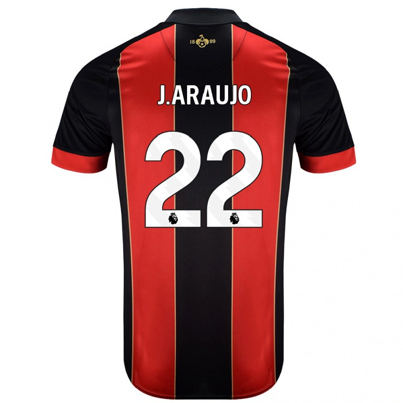 Danxen Homme Maillot Julián Araujo #28 Rouge Noir Tenues Domicile 2024/25 T-Shirt