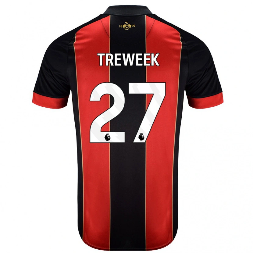 Danxen Homme Maillot Amber Treweek #27 Rouge Noir Tenues Domicile 2024/25 T-Shirt