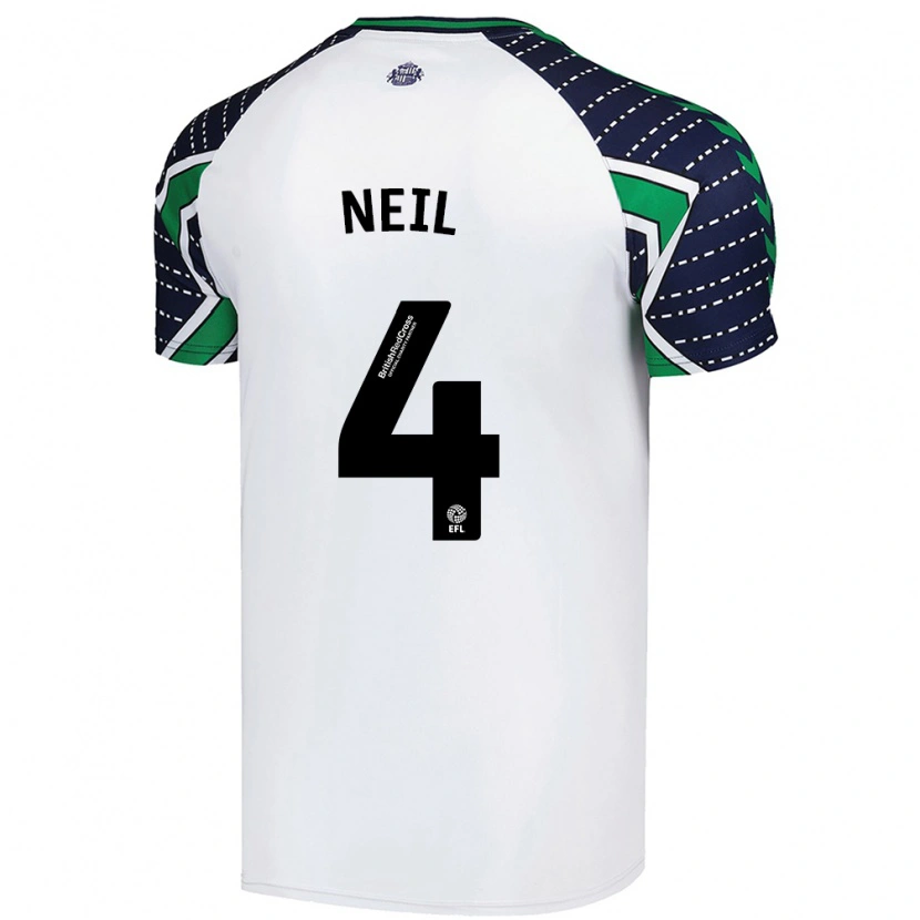 Danxen Homme Maillot Dan Neil #4 Blanc Tenues Extérieur 2024/25 T-Shirt