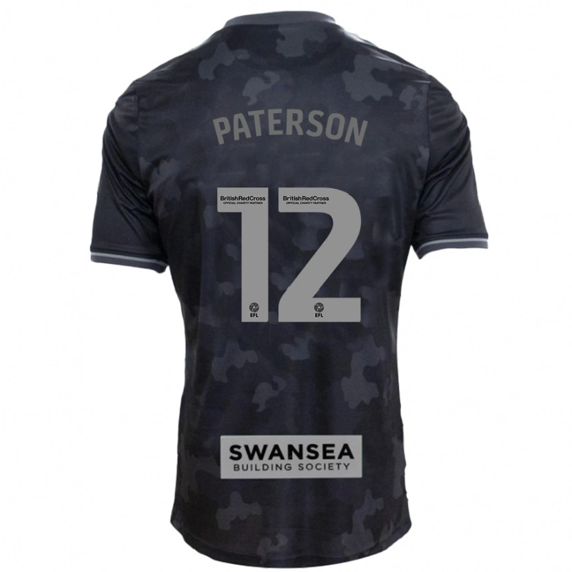 Danxen Homme Maillot Jamie Paterson #12 Noir Tenues Extérieur 2024/25 T-Shirt