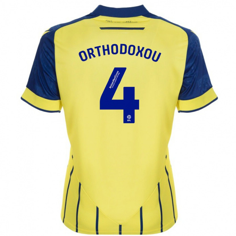 Danxen Homme Maillot Francesca Orthodoxou #4 Jaune Bleu Tenues Extérieur 2024/25 T-Shirt