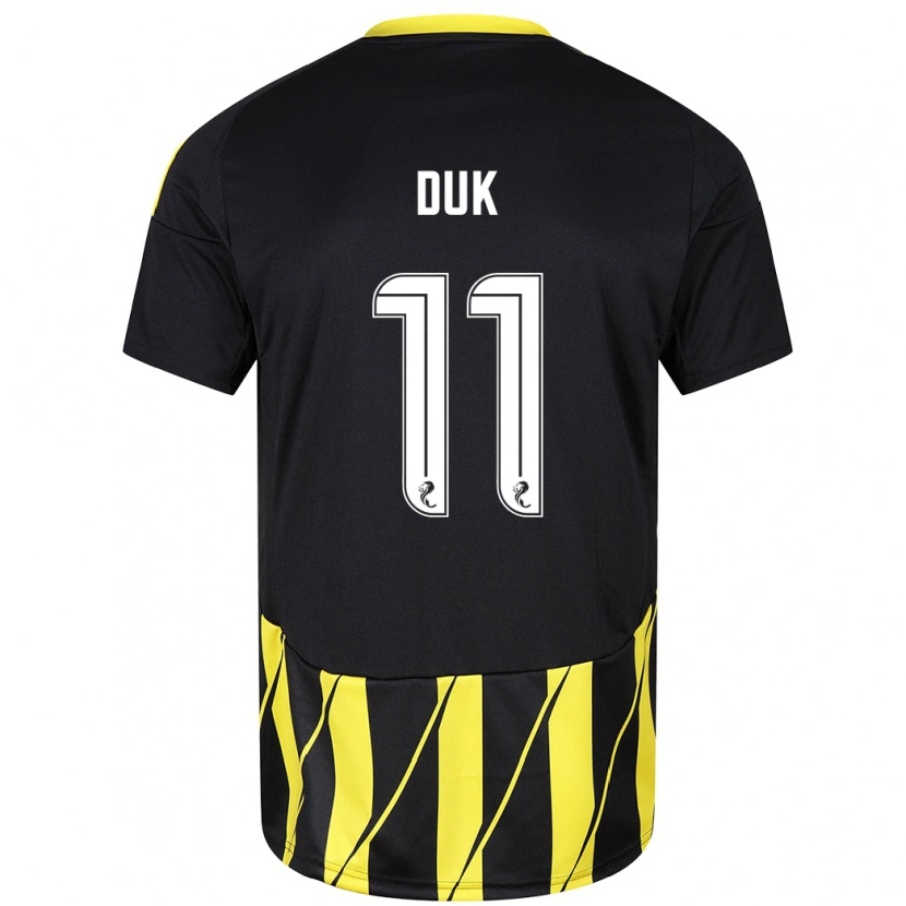Danxen Homme Maillot Duk #11 Noir Jaune Tenues Extérieur 2024/25 T-Shirt