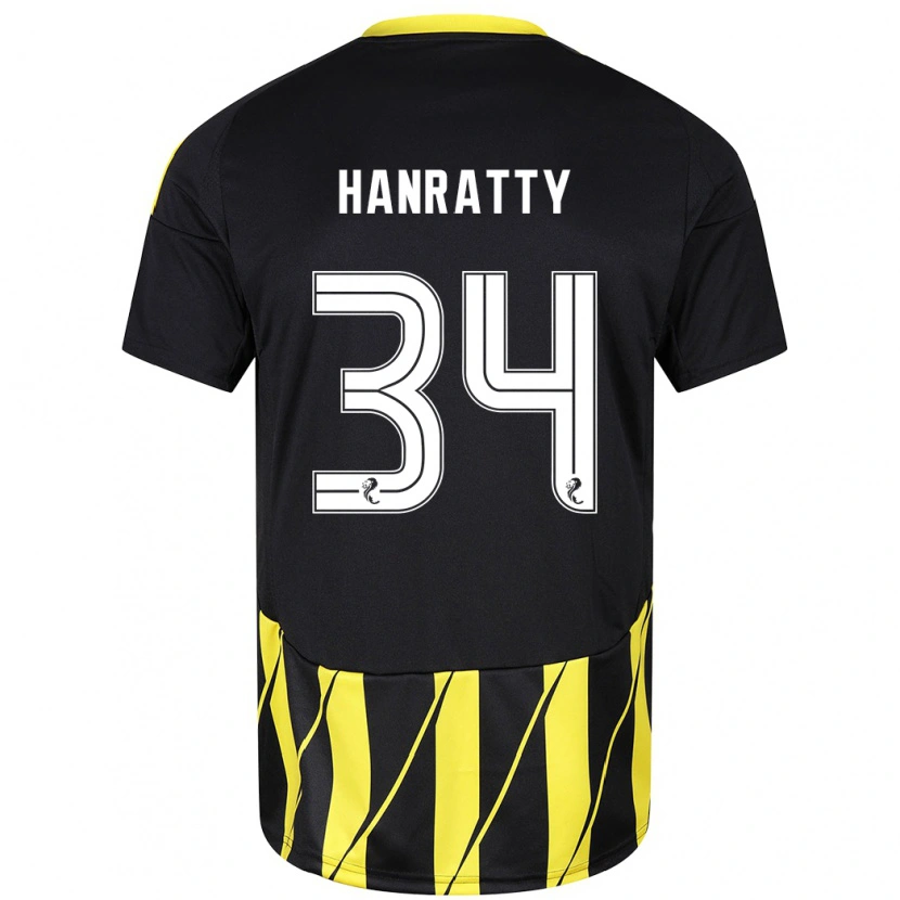 Danxen Homme Maillot Kevin Hanratty #34 Noir Jaune Tenues Extérieur 2024/25 T-Shirt