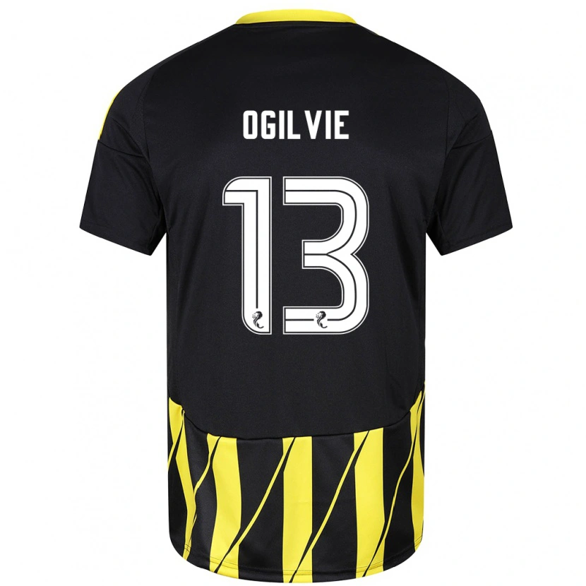 Danxen Homme Maillot Francesca Ogilvie #13 Noir Jaune Tenues Extérieur 2024/25 T-Shirt
