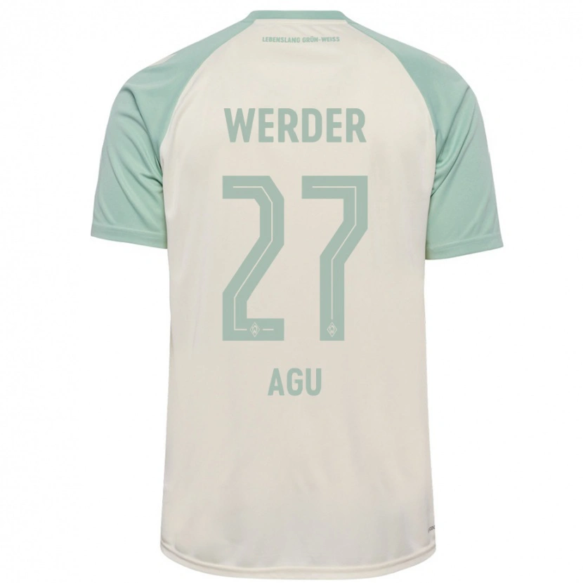 Danxen Homme Maillot Felix Agu #27 Blanc Cassé Vert Clair Tenues Extérieur 2024/25 T-Shirt