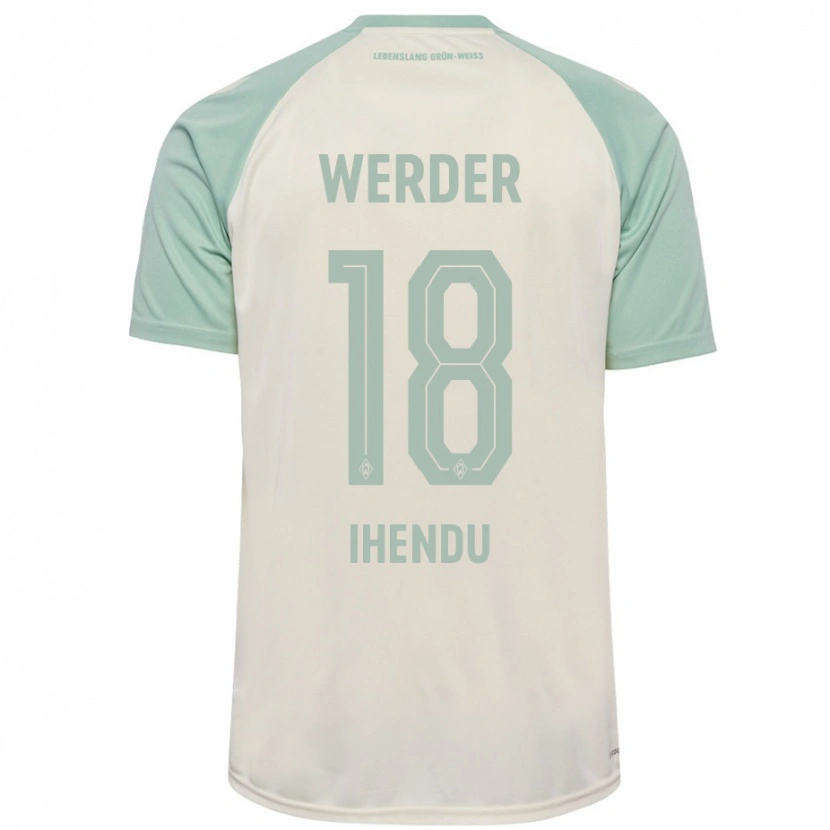Danxen Homme Maillot Daniel Ihendu #18 Blanc Cassé Vert Clair Tenues Extérieur 2024/25 T-Shirt