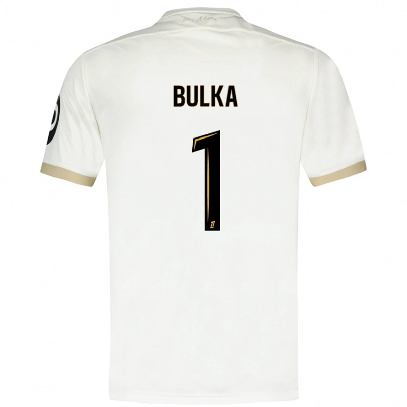 Danxen Homme Maillot Marcin Bulka #1 Blanc Doré Tenues Extérieur 2024/25 T-Shirt
