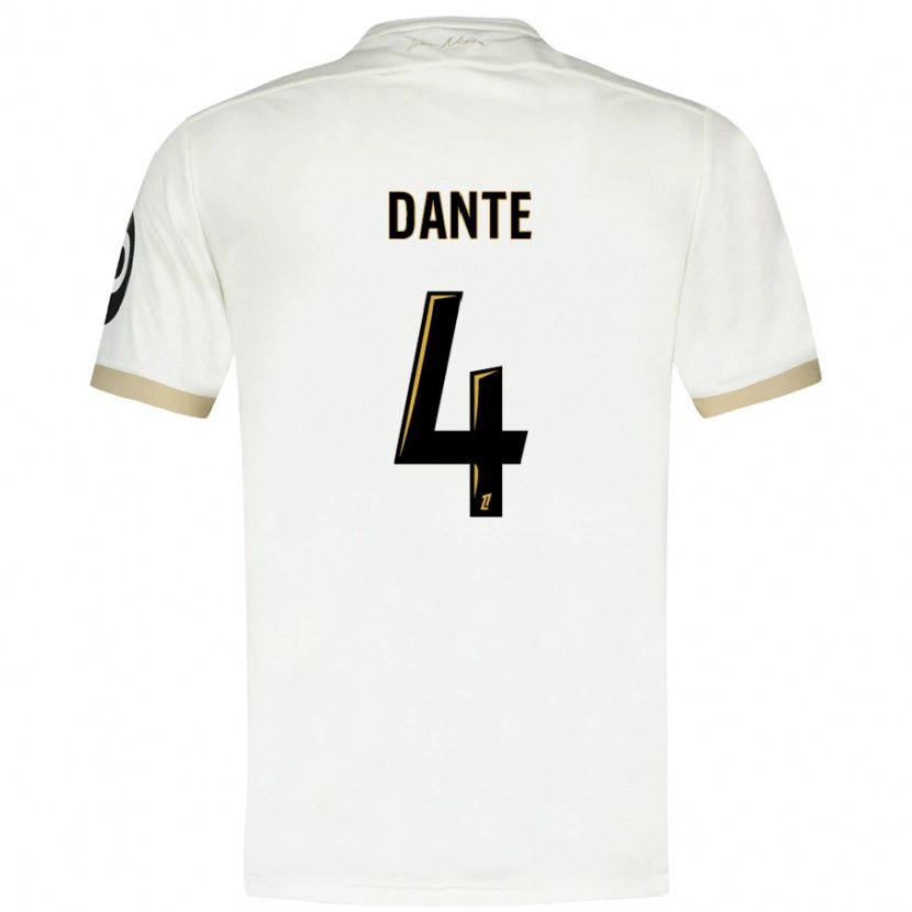Danxen Homme Maillot Dante #4 Blanc Doré Tenues Extérieur 2024/25 T-Shirt